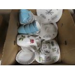 Box containing a qty of floral pattern crockery