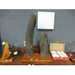 Two wooden posts from a Lowestoft shipwreck