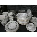 Cage containing a qty of Royal Doulton tapestry pattern crockery plus Coalport china