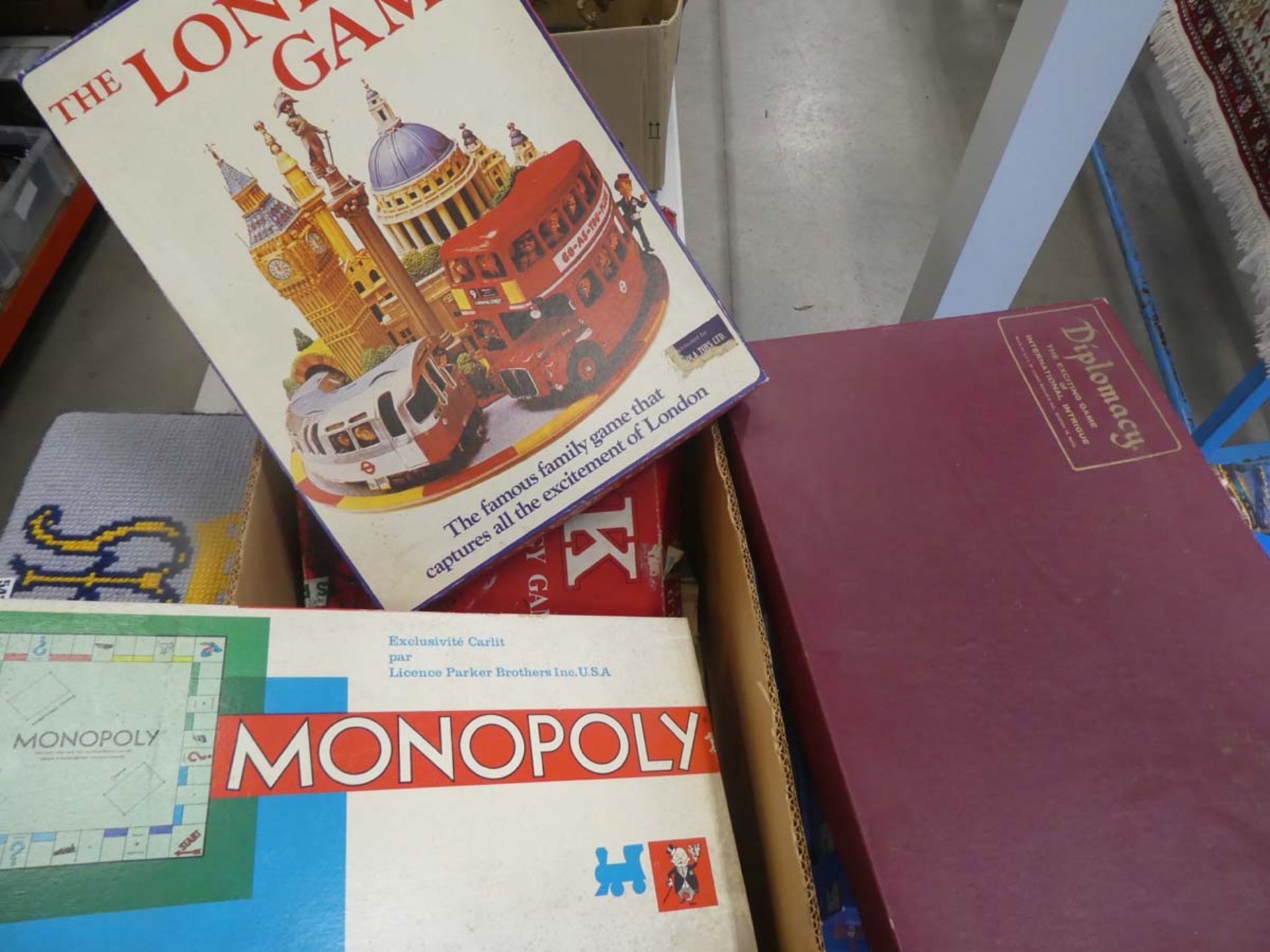 Box containing board games