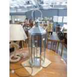 Stainless steel and glazed candle lantern