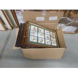 Box containing cigarette card pictures depicting British birds