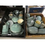 2 boxes containing green glazed Denby crockery