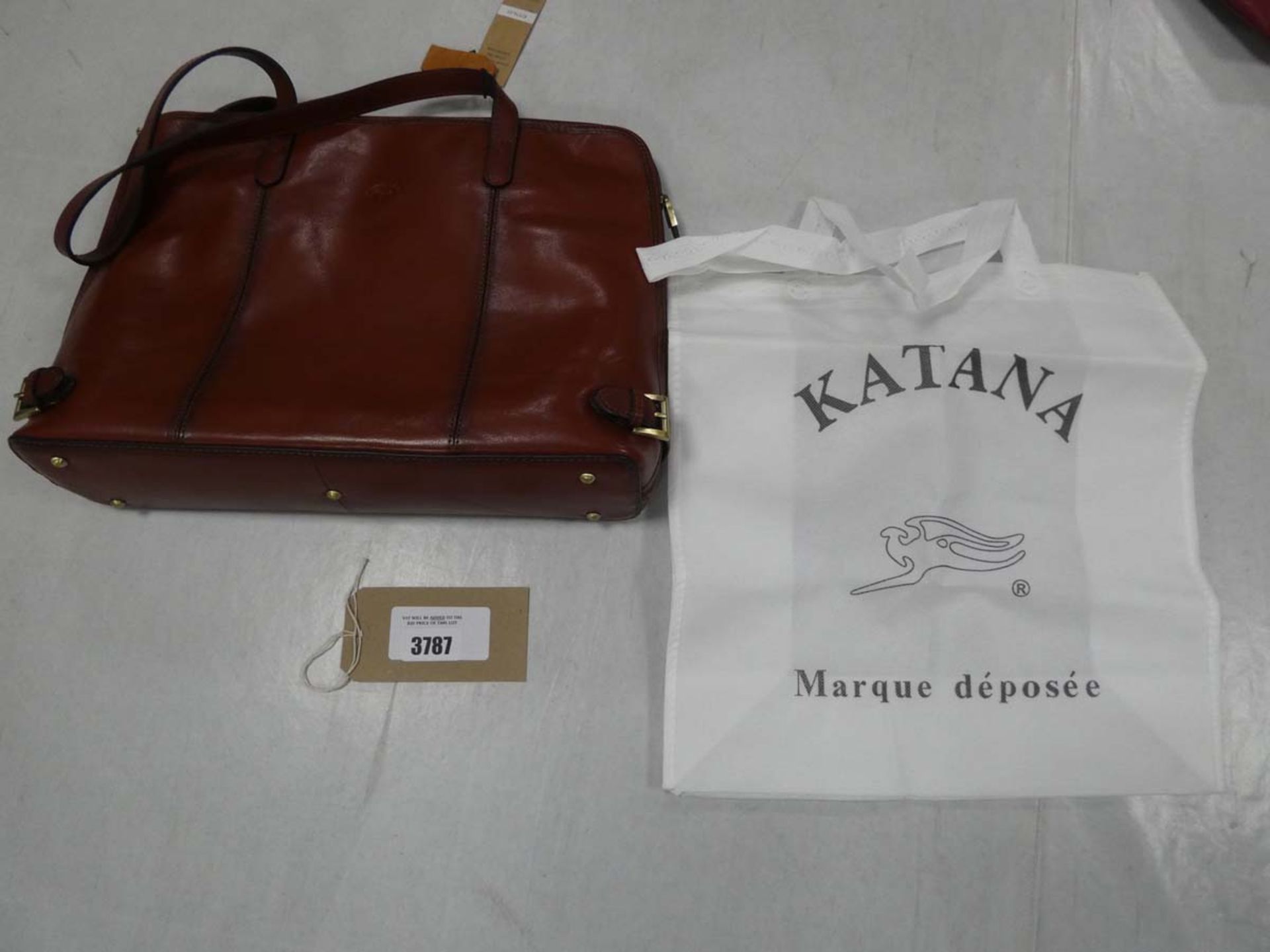 Katana brown leather handbag, with dustbag (inside bag)