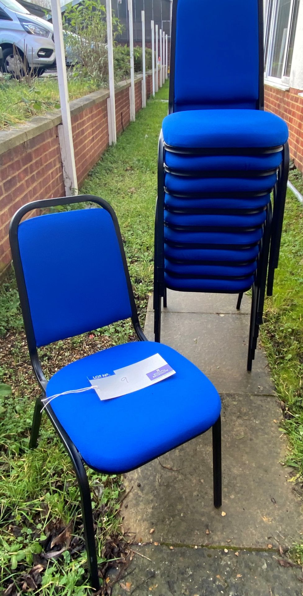 10 Blue Fabric Stacking Chairs. - Image 2 of 2