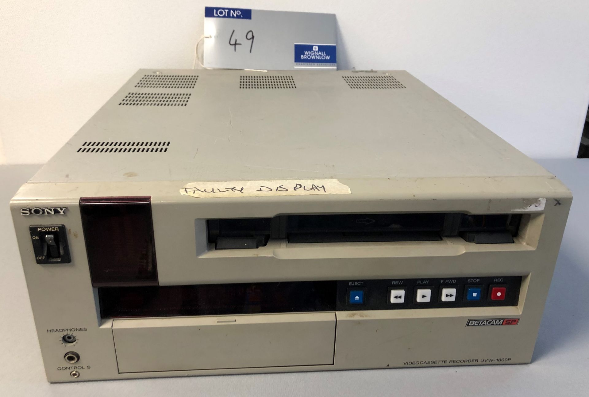 A Sony Betacam SP UVW-1800P Video Cassette Recorder (spares only).