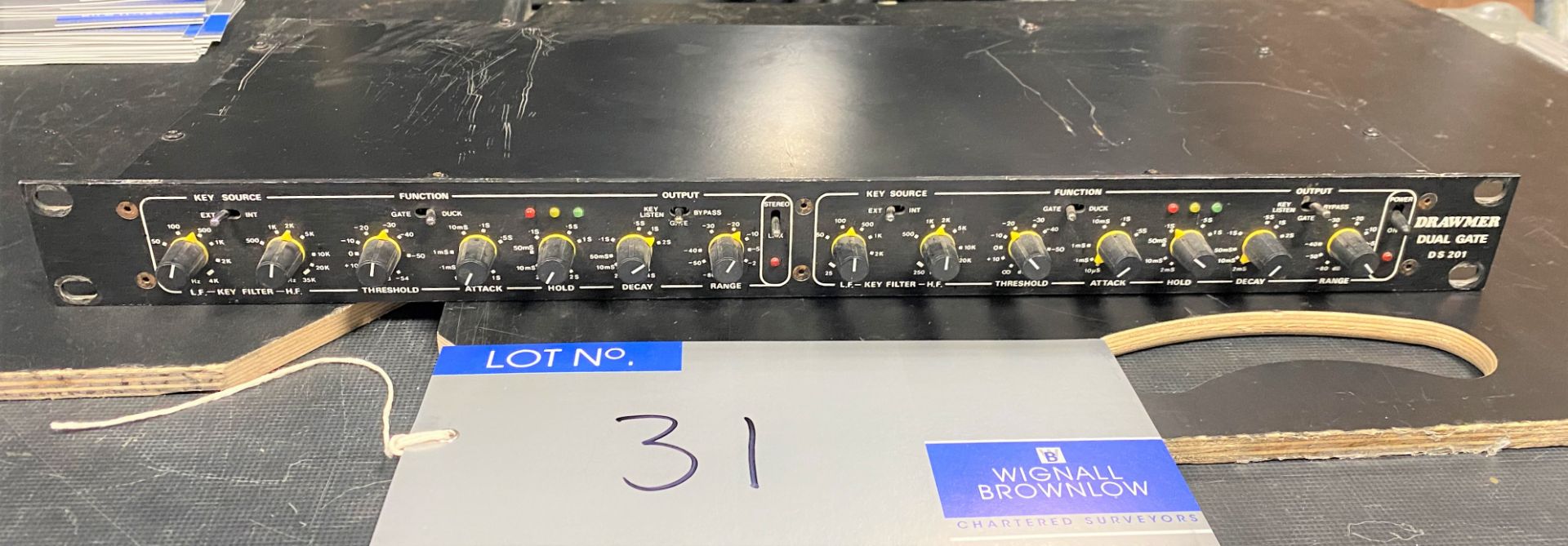 A Drawmer Dual Gate DS201 Dual Channel Noise Gate (powers up).