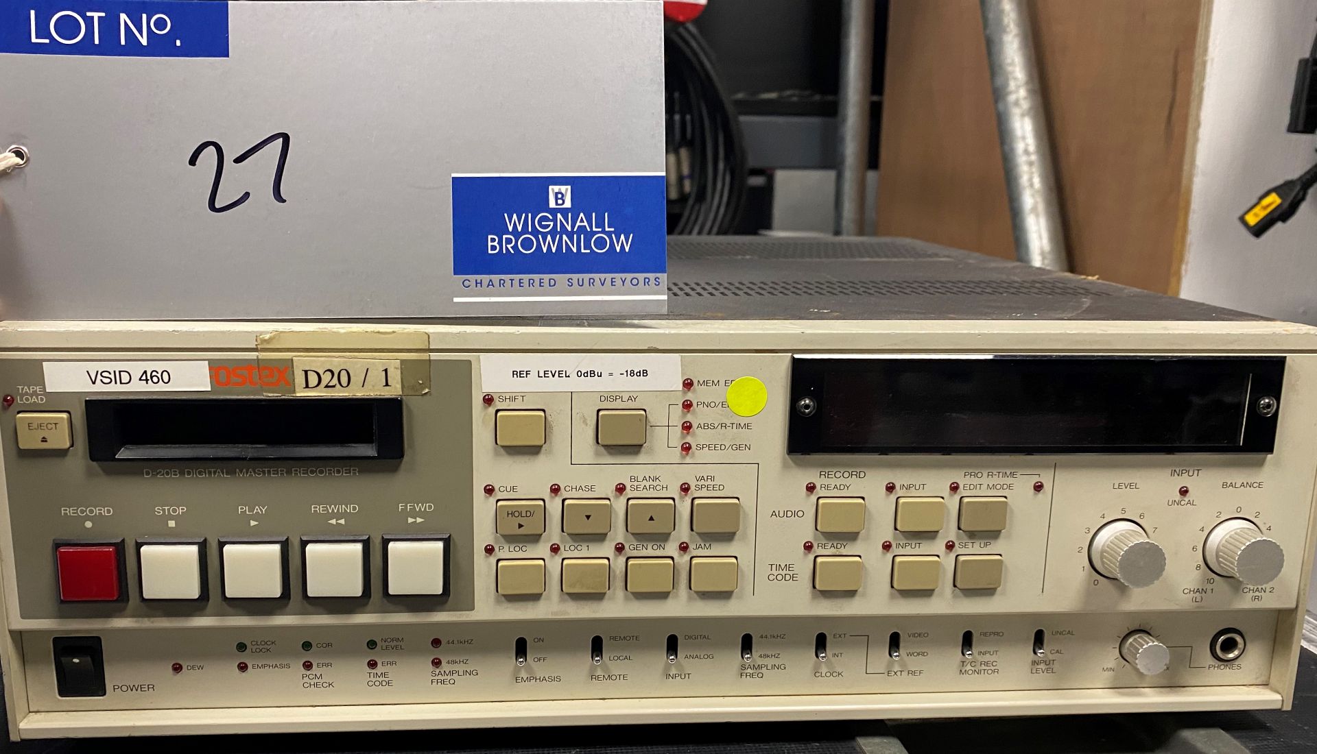 A Fostex Model D-20B Digital Master Recorder (not accepting tapes).