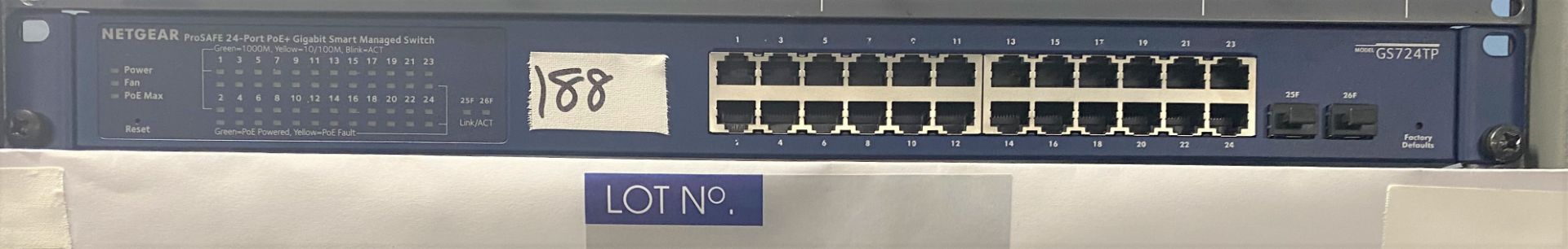 A Netgear ProSAFE GS724TP 24 port POE+ Gigabit Smart Managed Switch (previously in use).