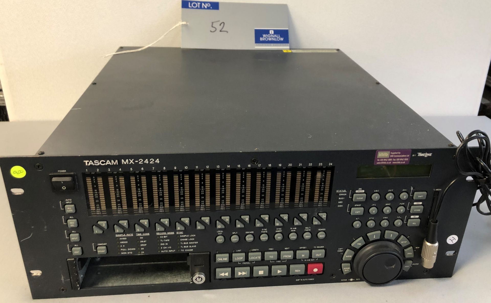 A Timeline Tascam MX2424 Multitrack Recorder (powers up, no hard drive).