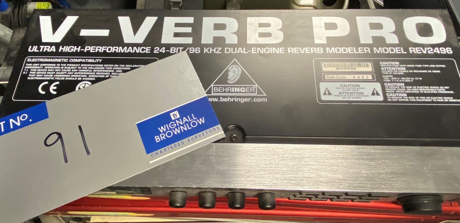 A Berhinger V-VERB PRO REV2496 Ultra High Performance 24-BIT/96kHz Dual-Engine Reverb Modeler ( - Image 2 of 2