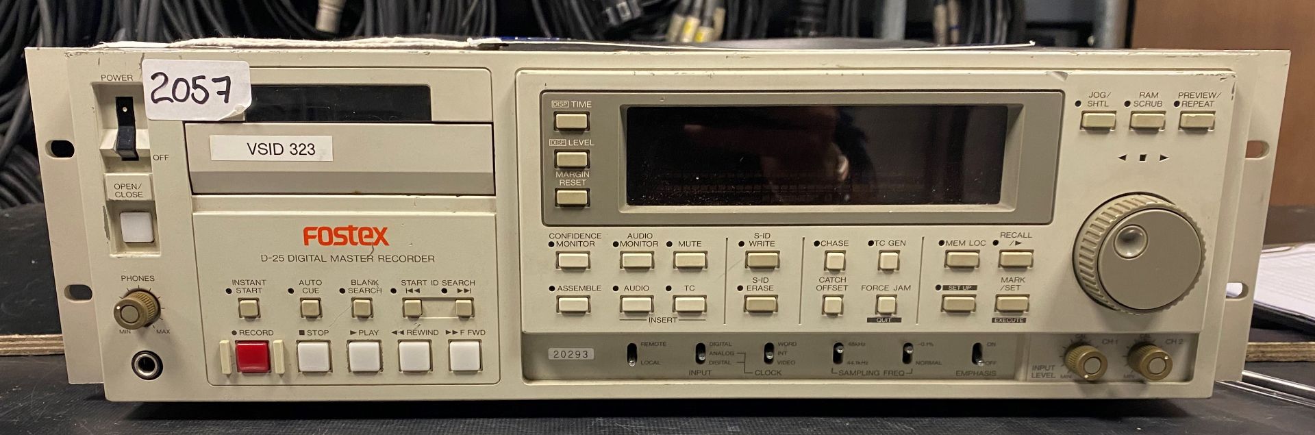 A Fostex Model D-25 Digital Master Recorder (powers up, tape tray faulty).