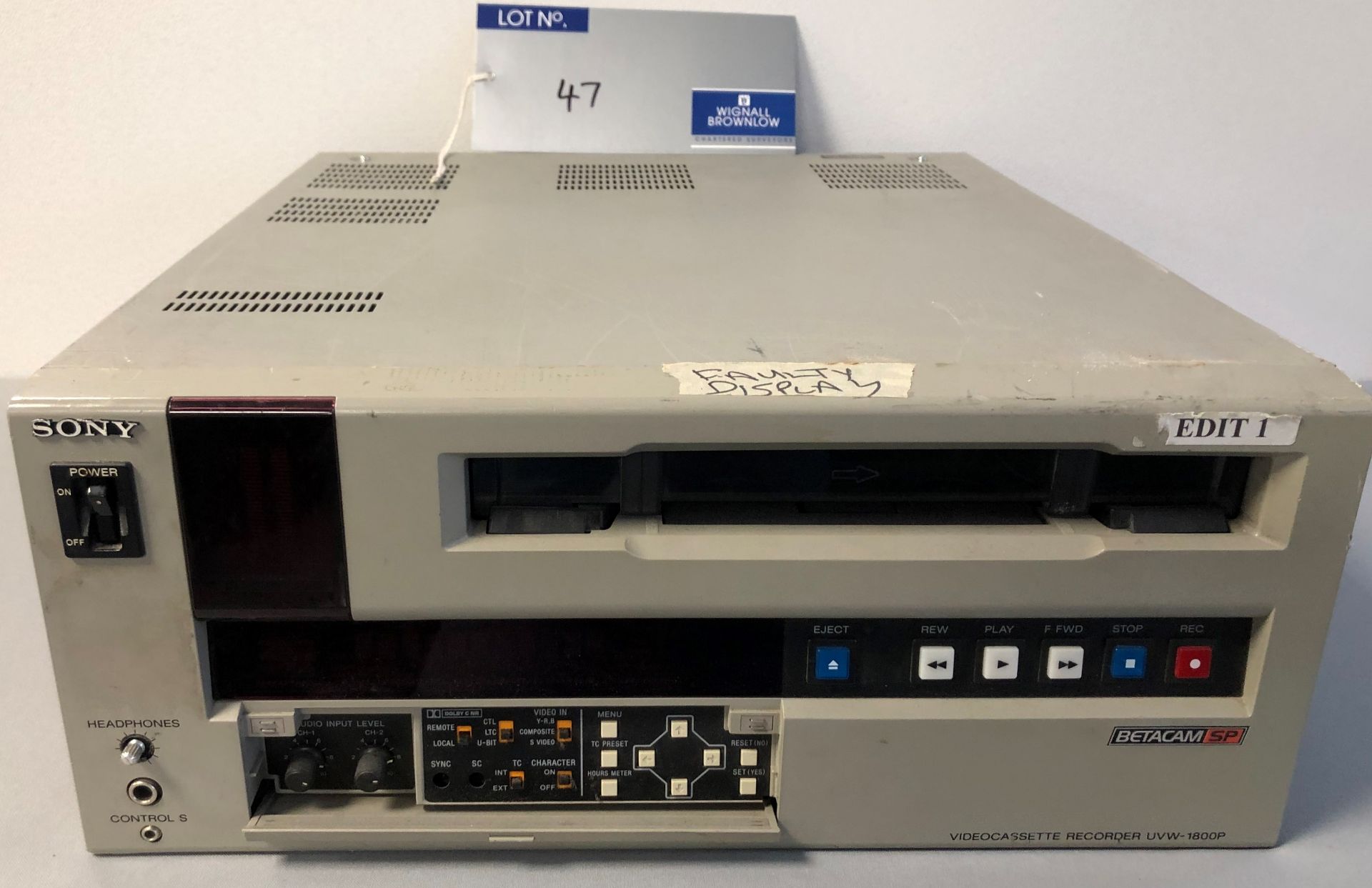 A Sony Betacam SP UVW-1800P Video Cassette Recorder (spares only).