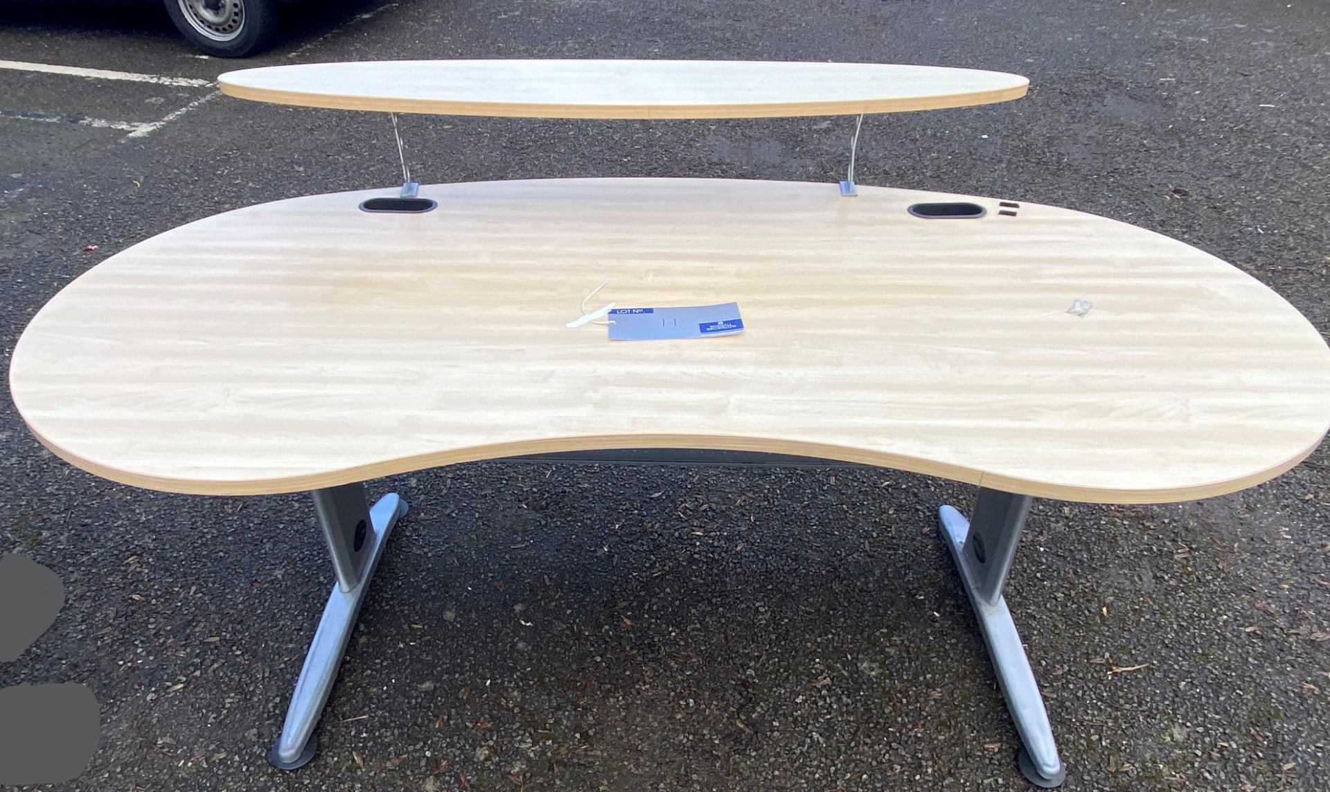 A Light Wood Veneer Oval Desk, approx. 2.2m x 1m.