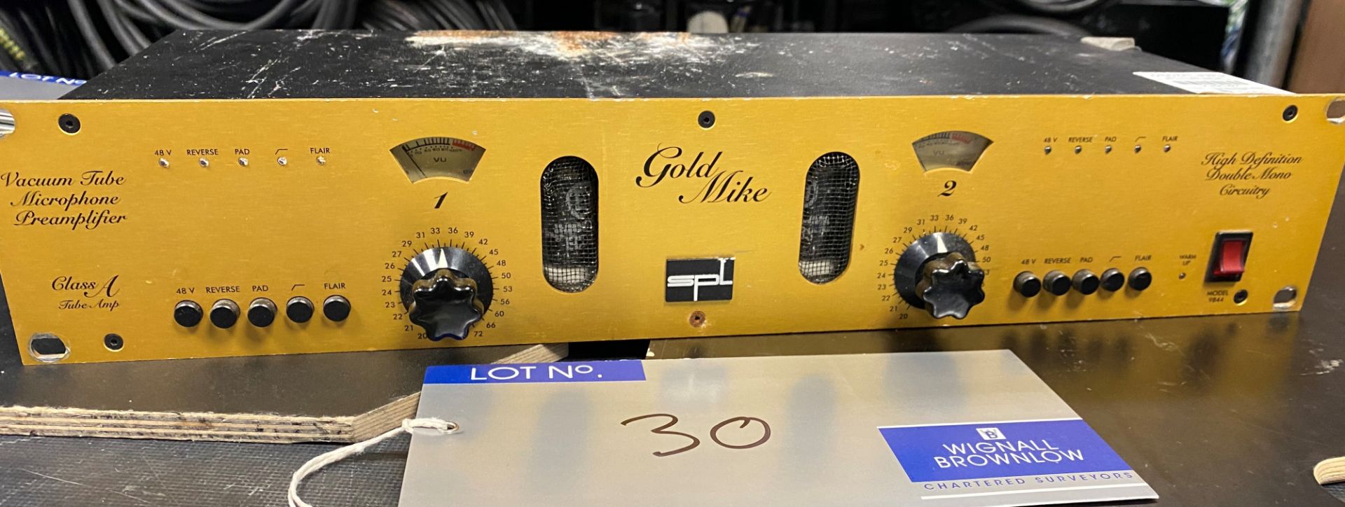 An SPL Gold Mike Model 9844 High Definition Vacuum Tube Microphone Preamplifier (functions but valve