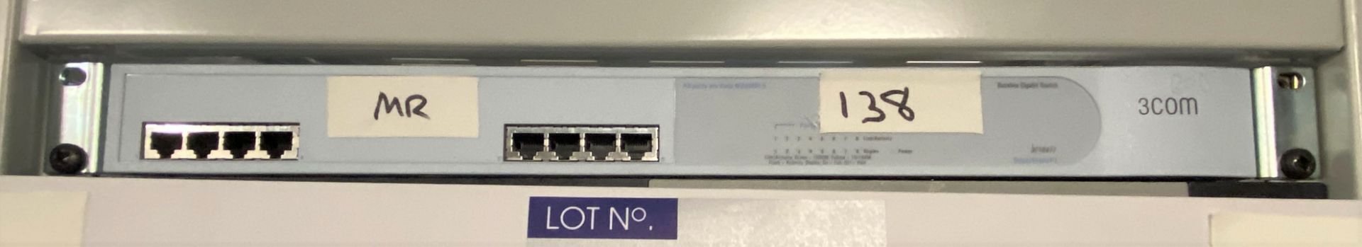 Assorted IT Switches comprising: A 3COM 3C16477 Baseline Gigabit Switch; Netgear DS508 and GS208