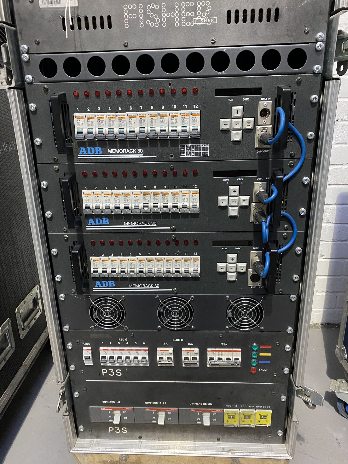 An ADB Digital 36 way 3kW Dimmer Rack with powerlock I/P and link cables (in working order).