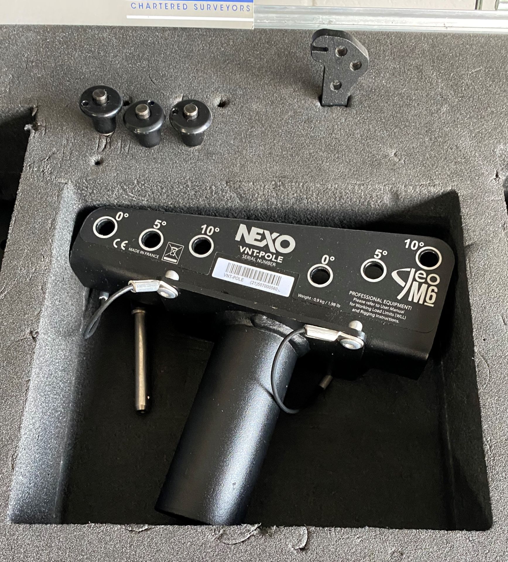 A NEXO Geo M6 Hardware Pole Mount Adapter with flight case. - Image 3 of 4