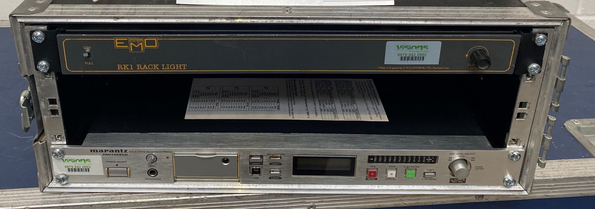 A Marantz PMD560 Solid State Recorder with EMO Systems RK1 Rack Light and flight case (condition - Image 2 of 2