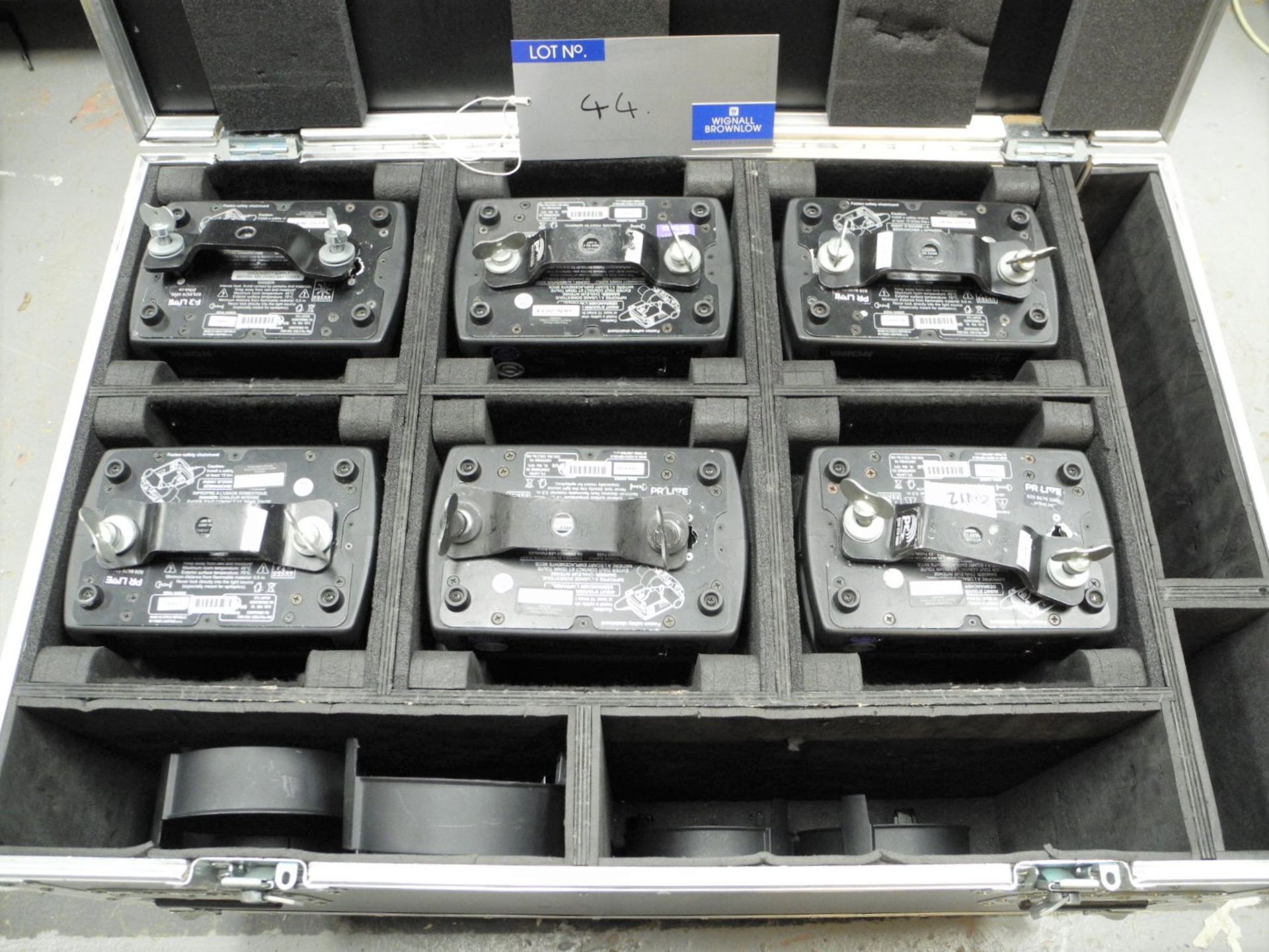 6 Robe Robin 100 LEDBeam Moving Head Beam Light in wheeled flight case with hanging clamp mount, - Image 2 of 3