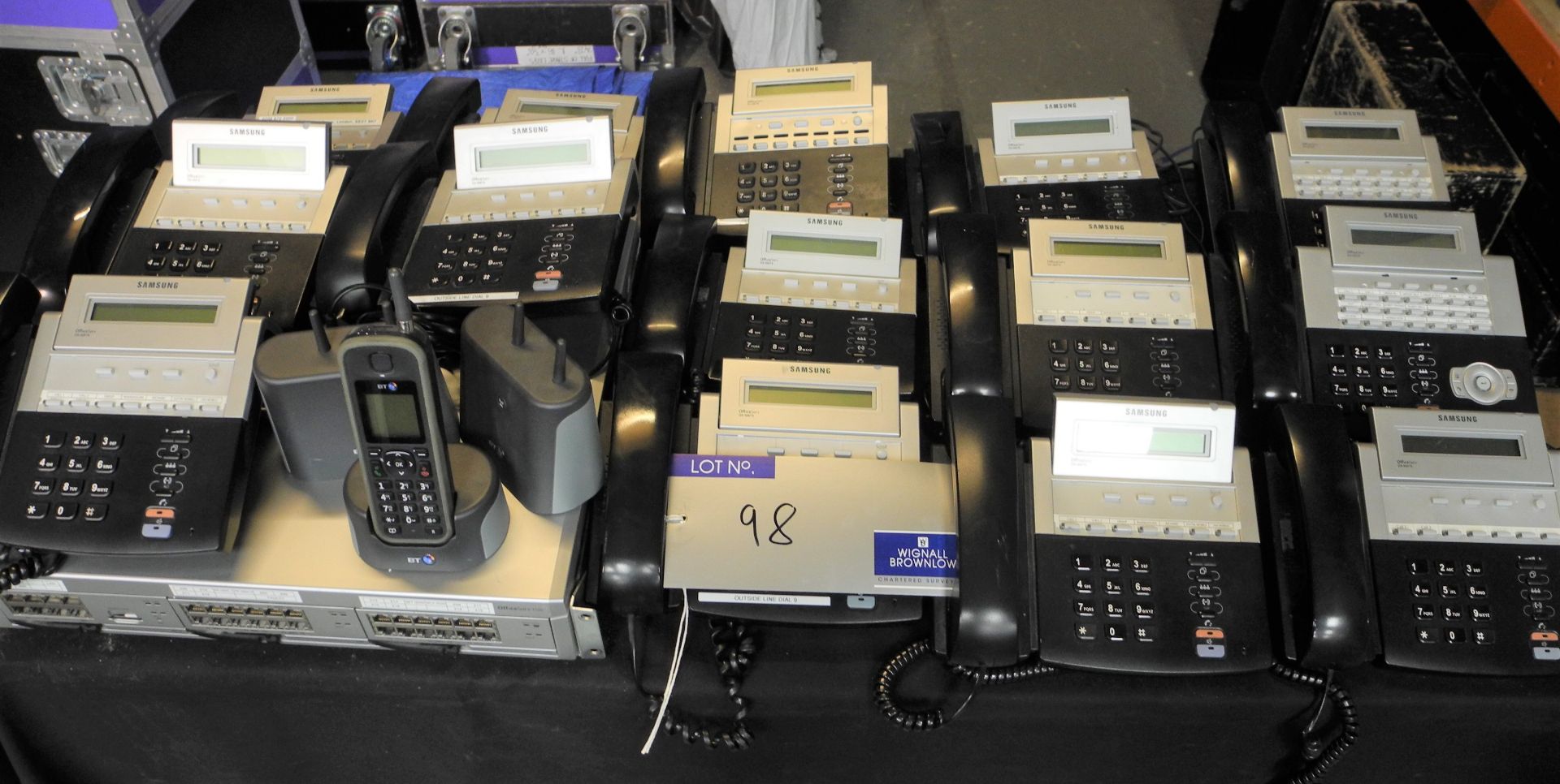 A Samsung Office Telephone System comprising Officeserv 7100 Network Server and Assorted Handsets,