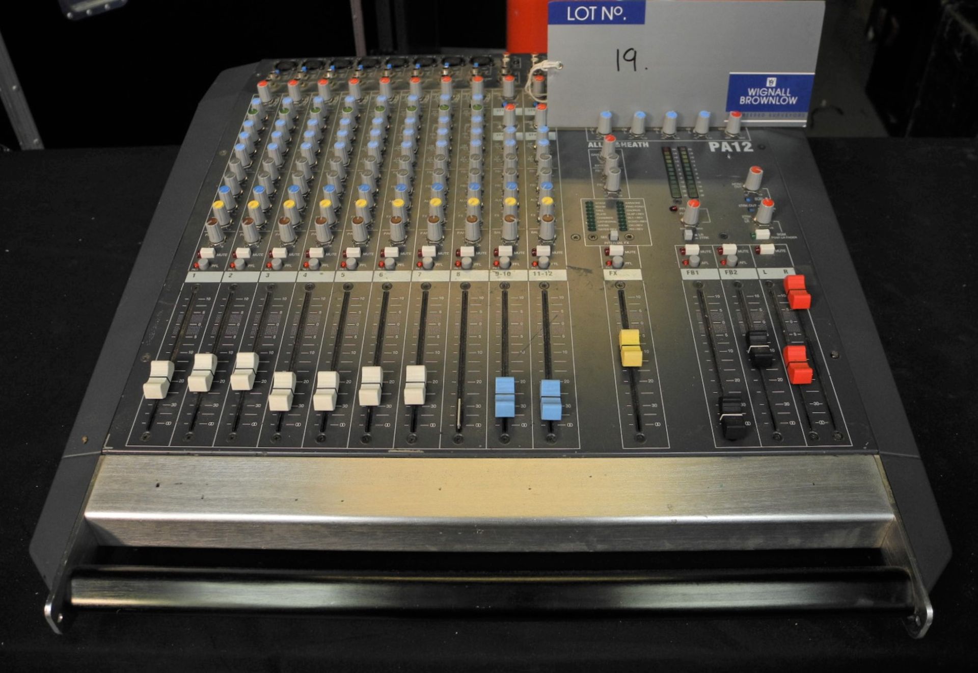 An Allen and Heath PA12 Sound Mixer; 12 in, 2 out, full working order, reasonable condition, one