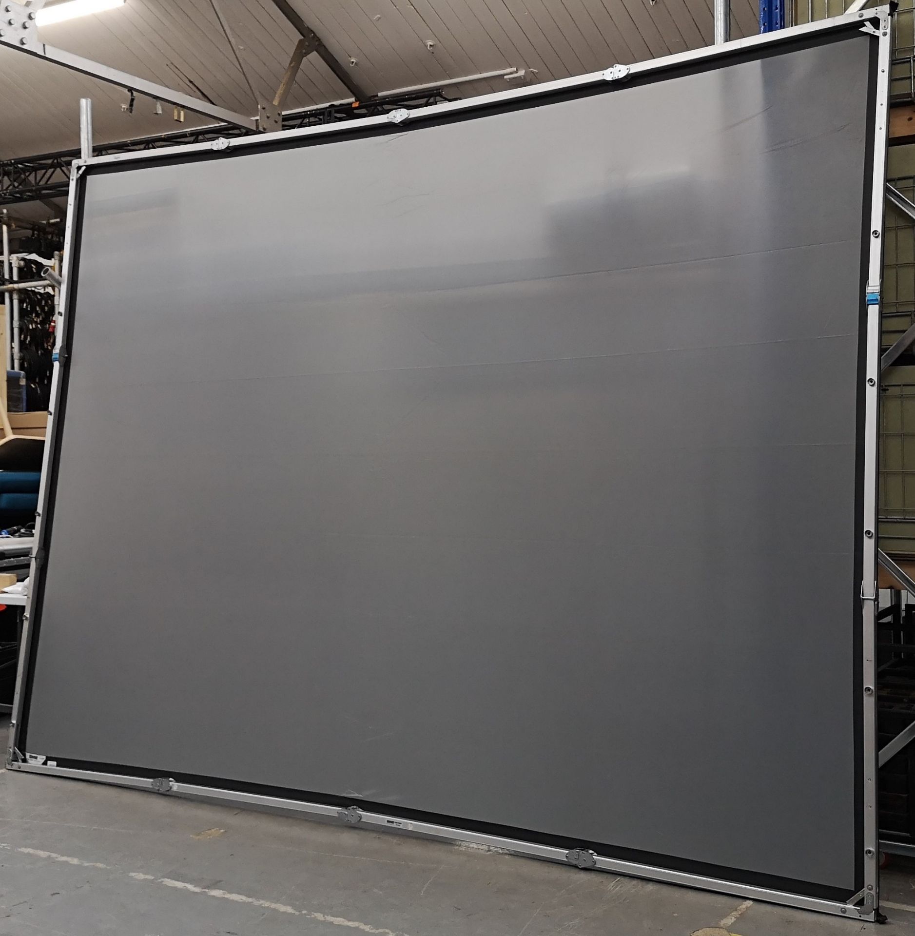 A DA-LITE 12ft x 9ft Rear Projection Fastfold Screen with frame, legs, bolts, screen surface, bag - Image 3 of 10