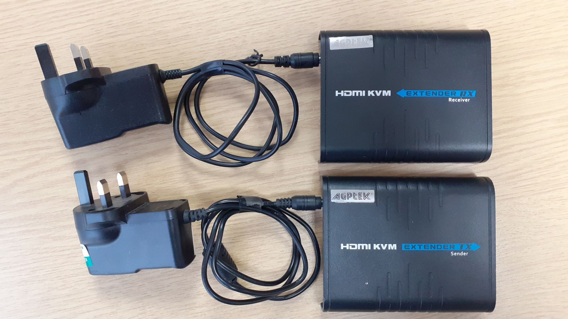 A pair of AGPtek HDMI KVM Sender/Receiver for Extender over Cat5/5E/6/7 (good condition, used)(