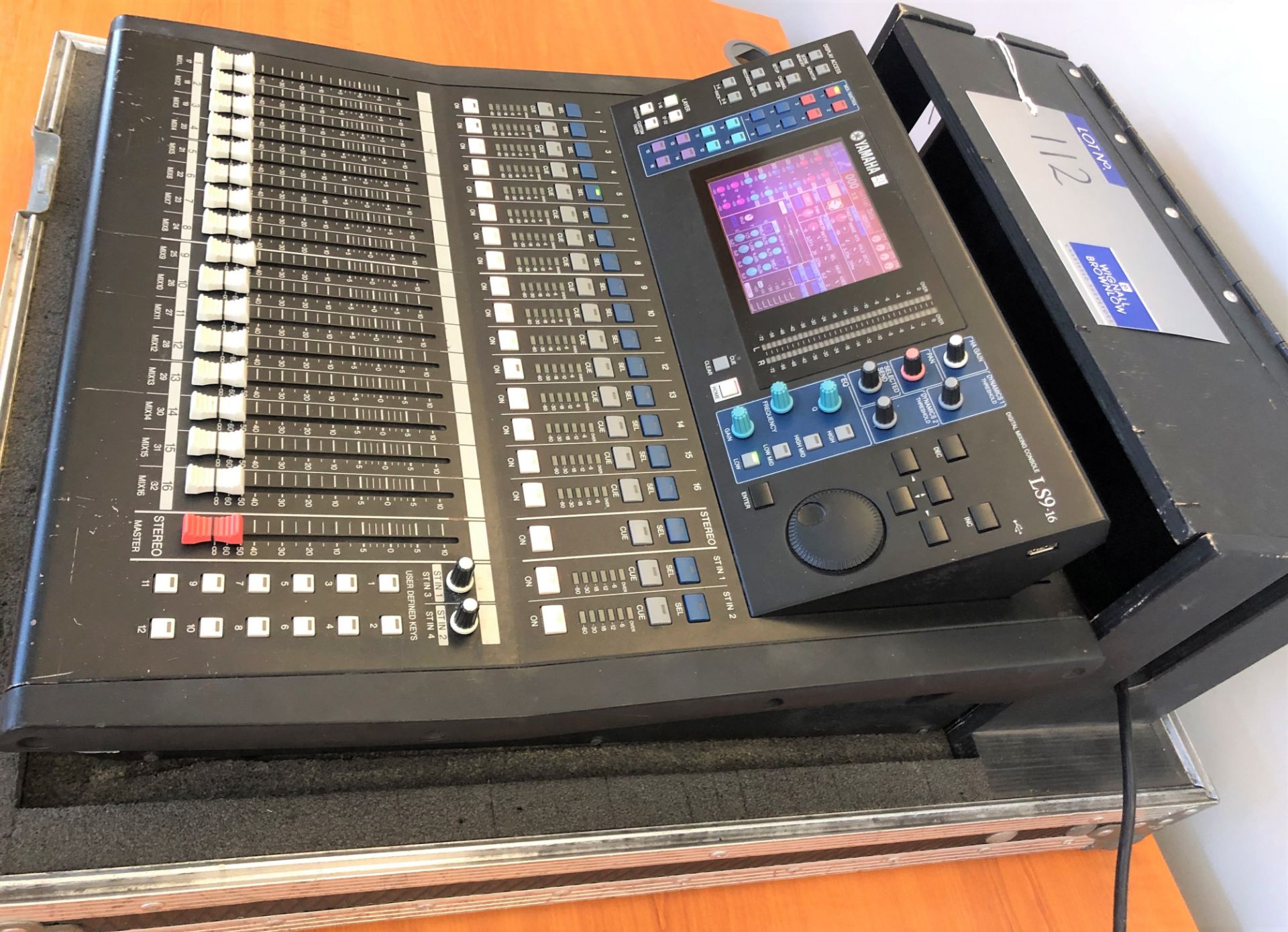 A Yamaha LS9-16 Digital 16 channel Mixing Console with flight case (small white mark on screen - Image 2 of 2