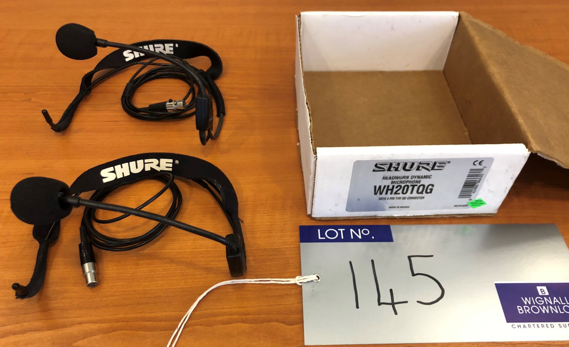 2 Shure WH20TQG Headworn Dynamic Microphones to TA-4F, tested-located at Chaps Productions, 33