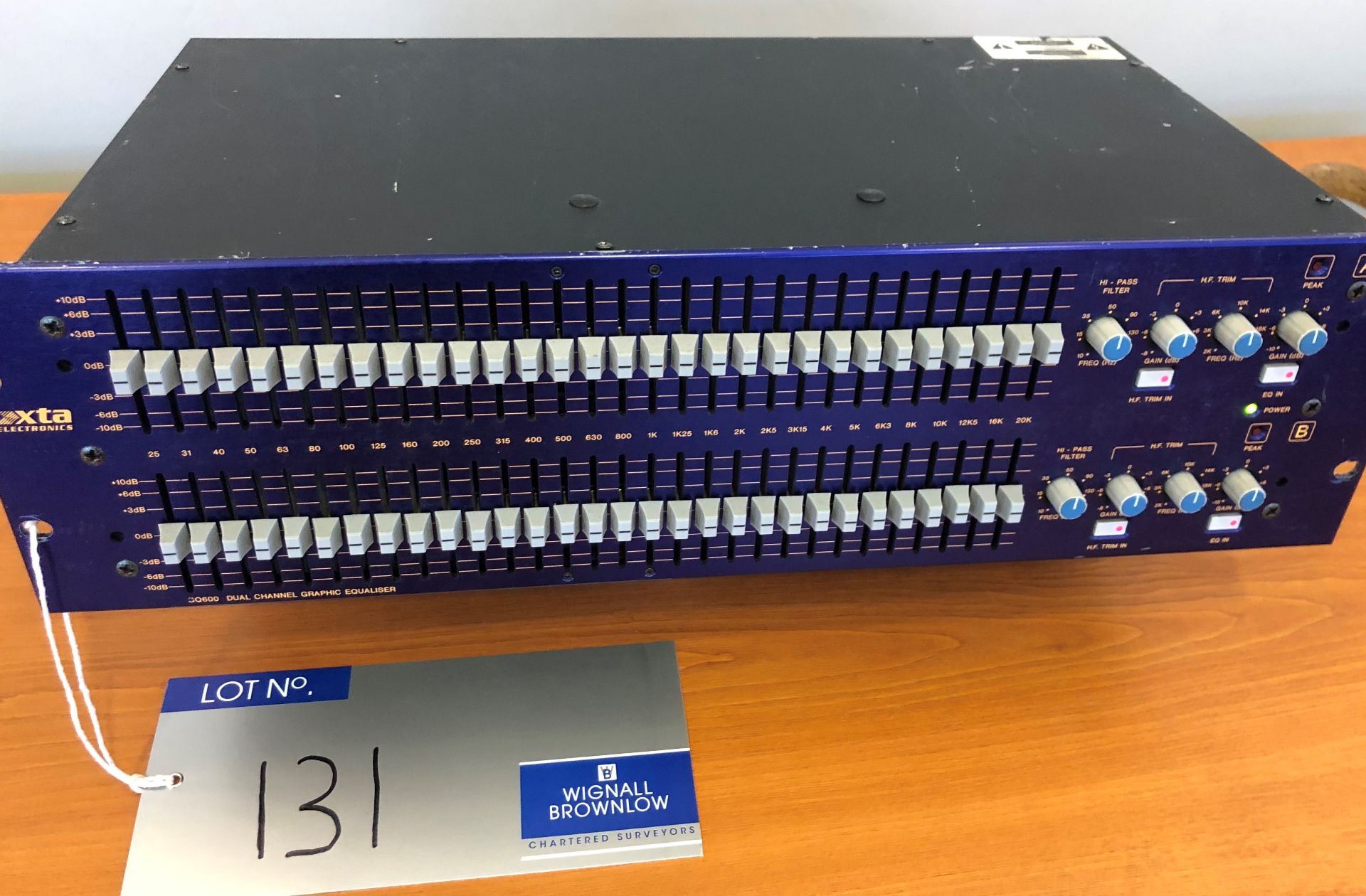 An xta Electronics GQ600 Dual Channel Graphic Equaliser, tested-located at Chaps Productions, 33