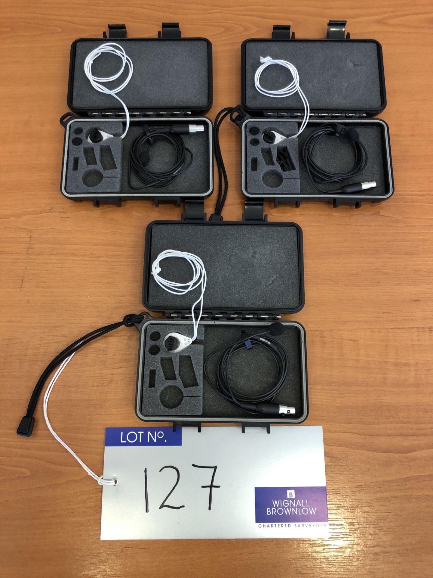 3 Shure WL51 Cardioid Lavalier Microphones to TA-4F, boxed, tested (no pouches)-located at Chaps