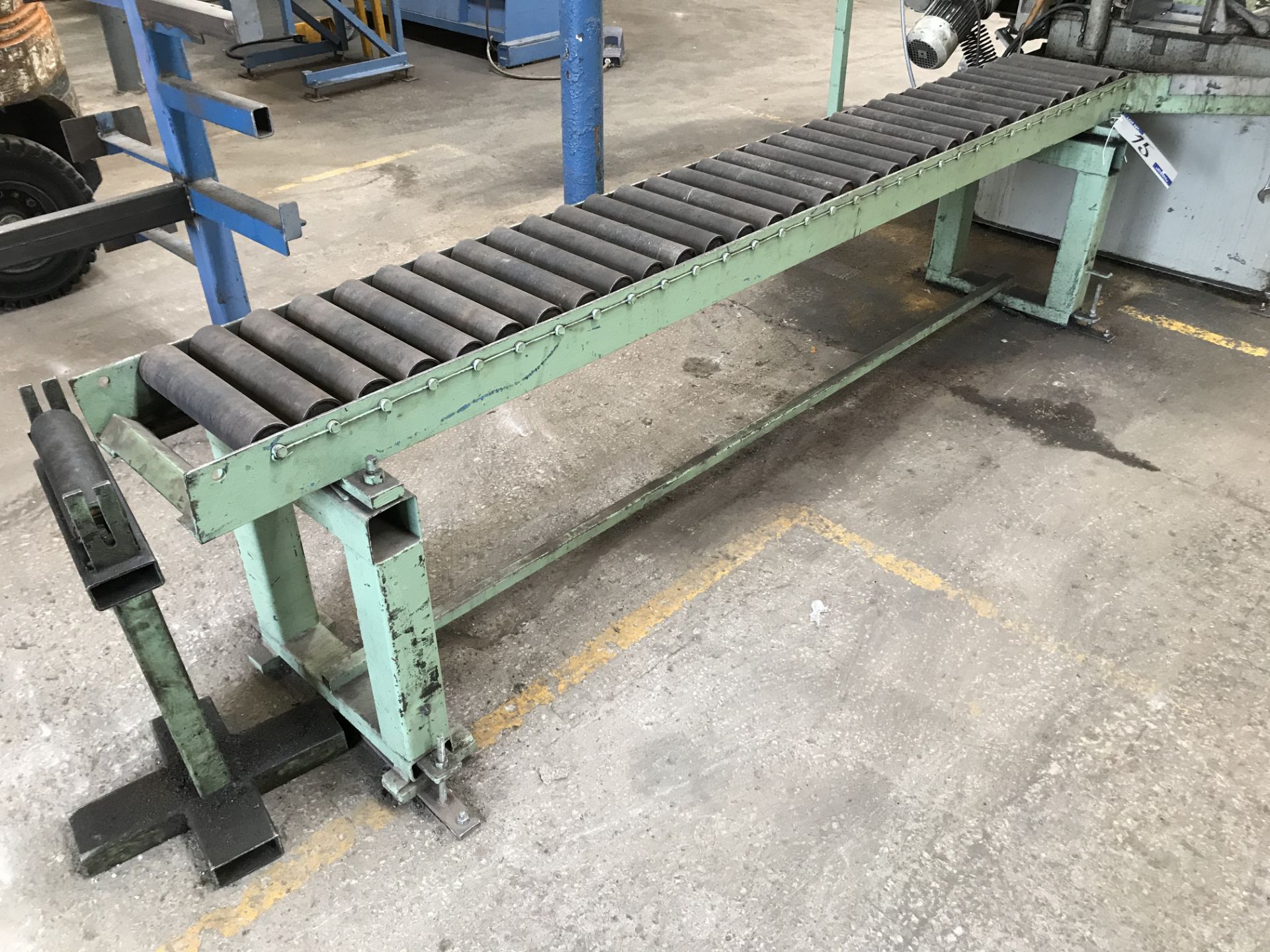 A Heavy Duty Roller Feed Conveyor, 12in x 96in.