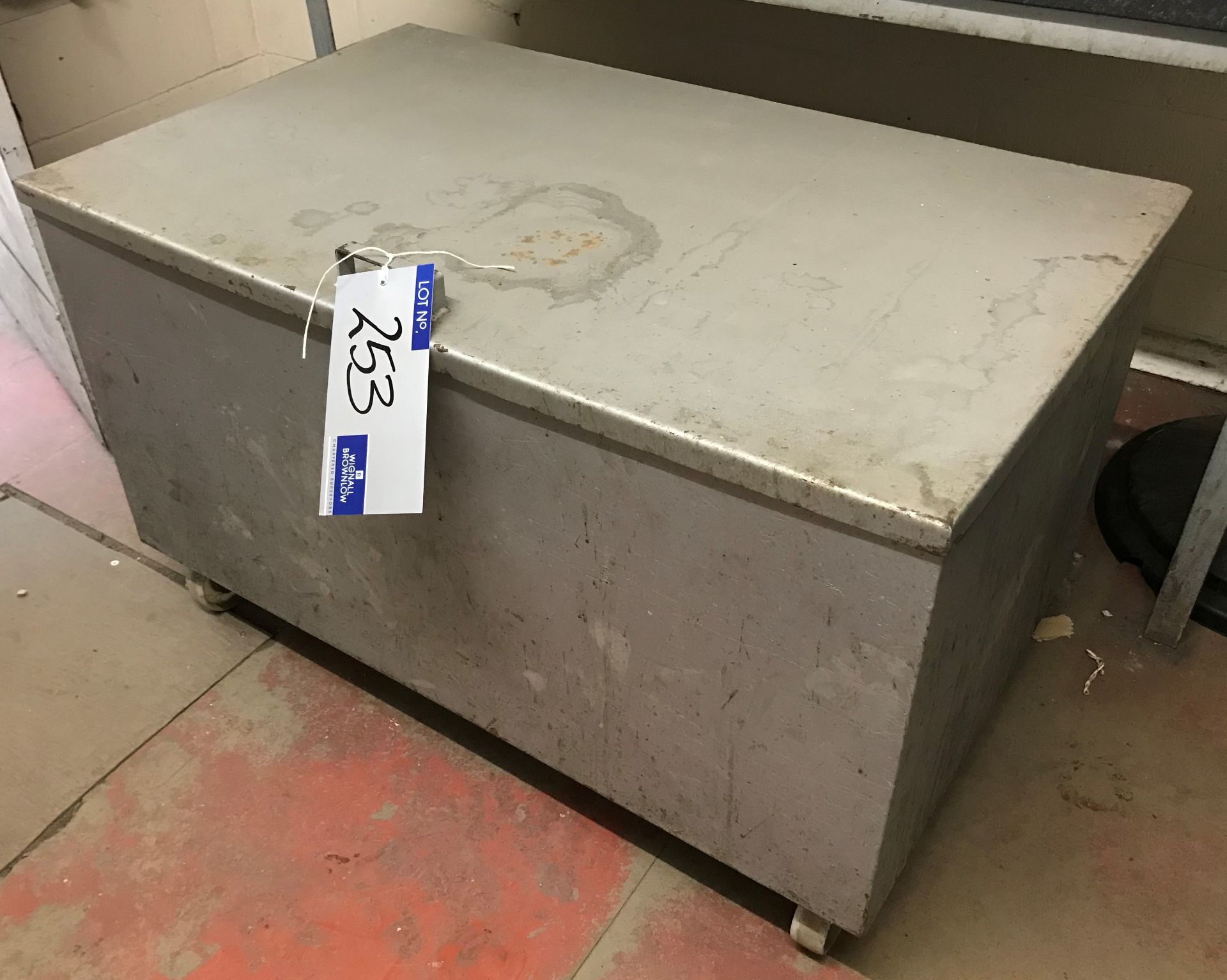 A Mobile Welded Steel Storage Chest, 40in x 24in x 24in h.