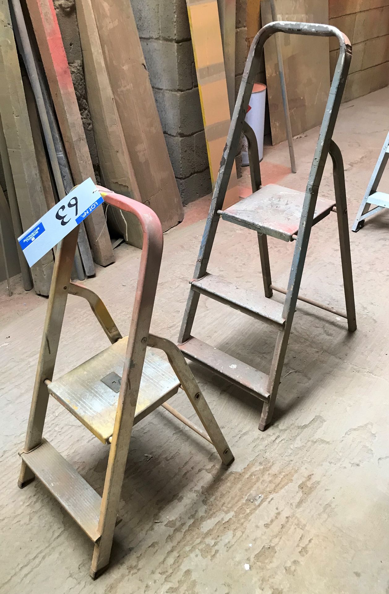 2 Sets of Alloy Platform Stepladders, 3 rise and 2 rise.