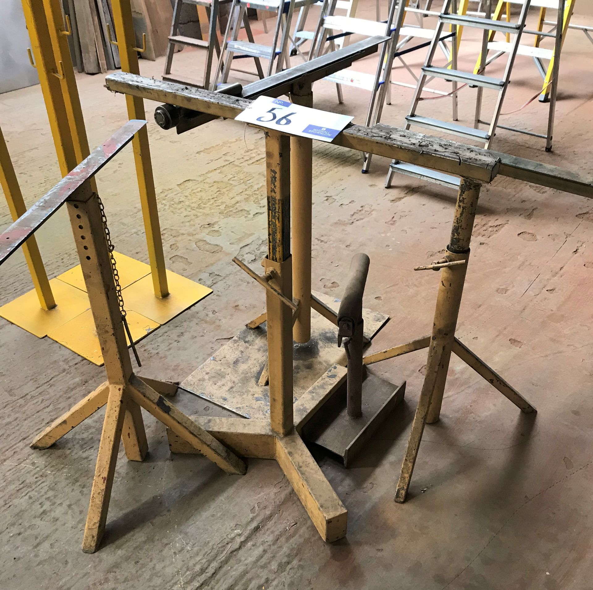 4 Adjustable Height Trestle Stands with Adjustable Height Roller Stand.