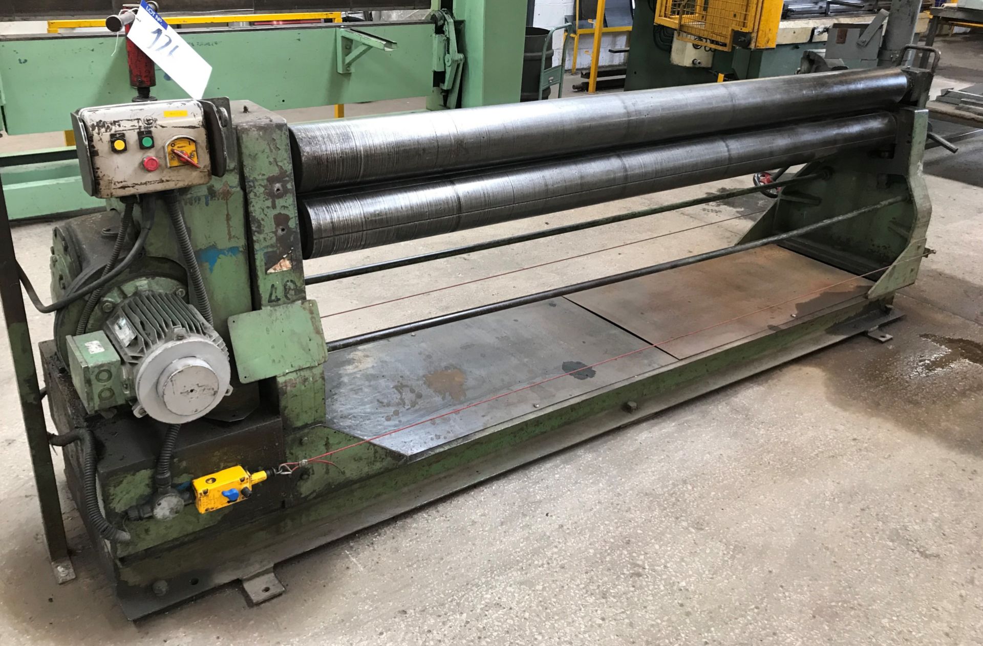 A Set of Powered Triple Bending Rolls, 100in x 6in, 3 phase.