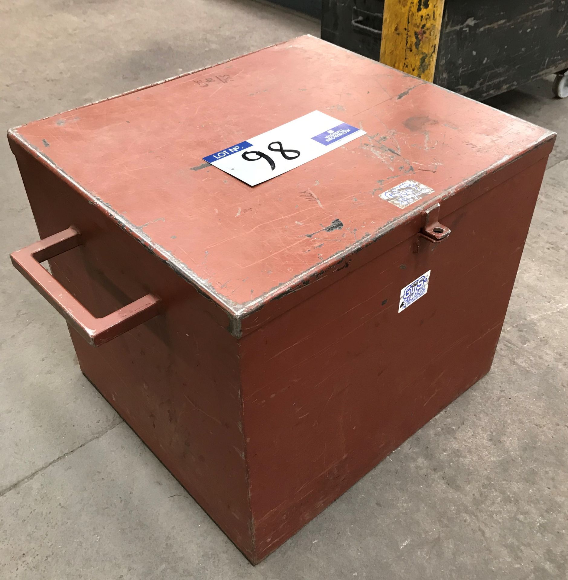 A Welded Steel Storage Chest, 22in x 22in x 19in h.