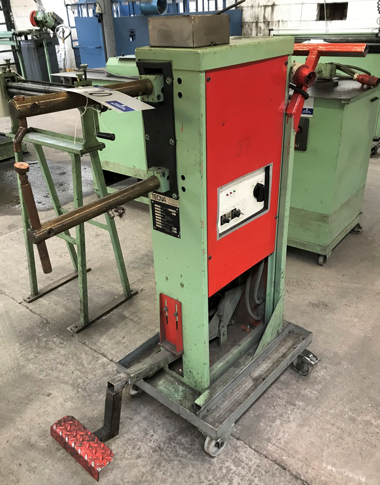 A Tecna 3405 70kVA Spot Welder No.09-514/89, 3 phase on mobile frame.