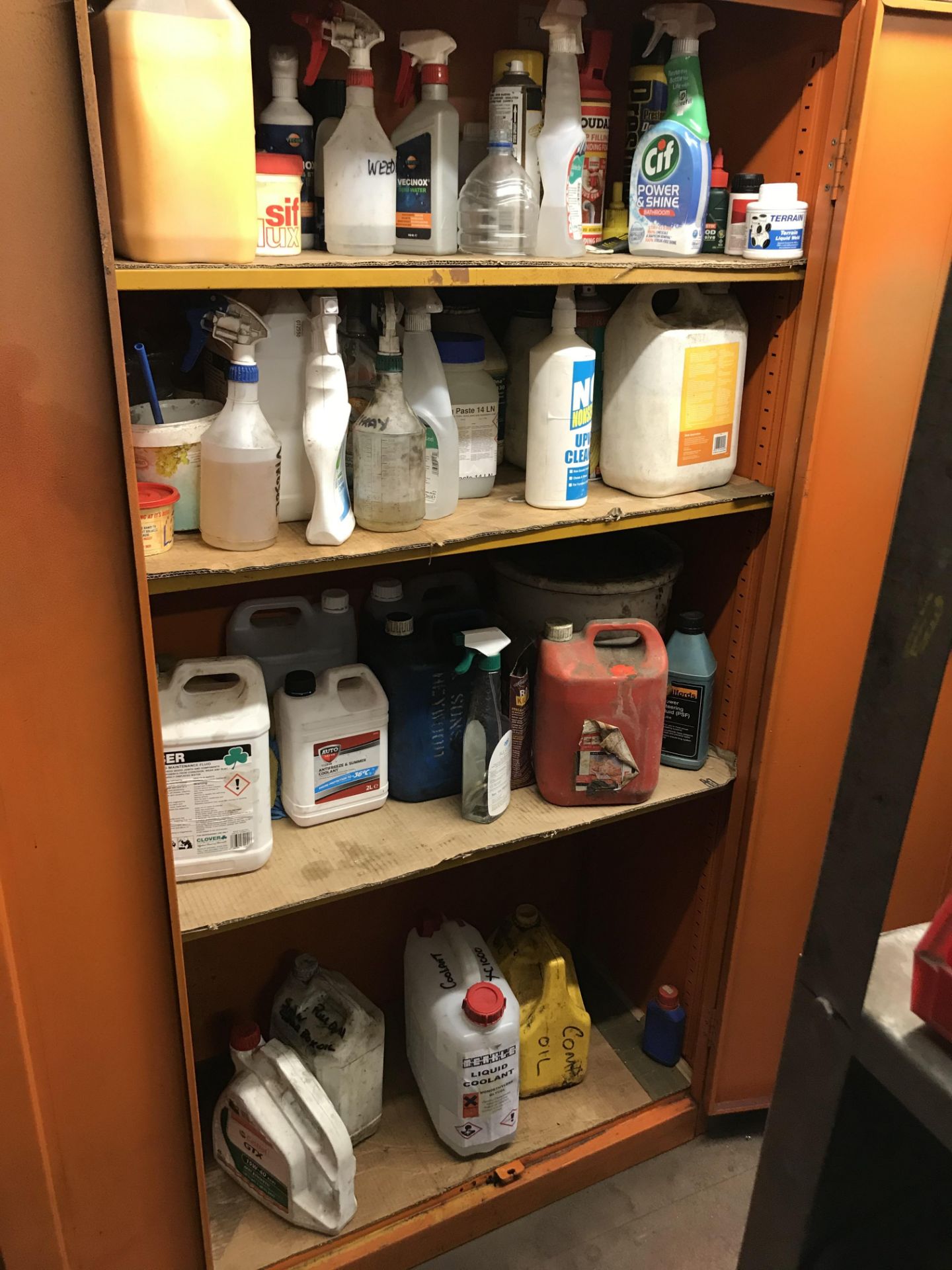 2 Double Door Cupboards and Contents comprising Cleaning Solutions and Lubricants. - Image 2 of 2