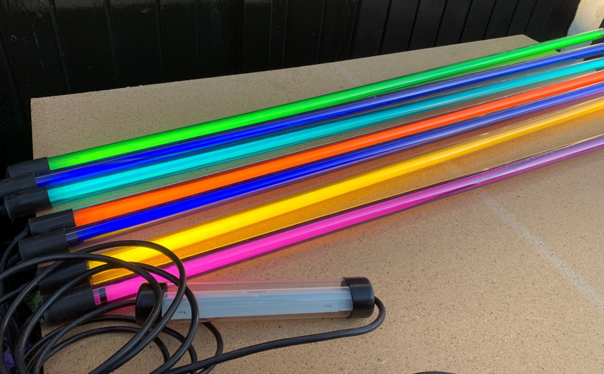 A Batch Of Encapsulated Fluorescent Coloured Tubes and flight case with a box of spares, cables - Image 4 of 11