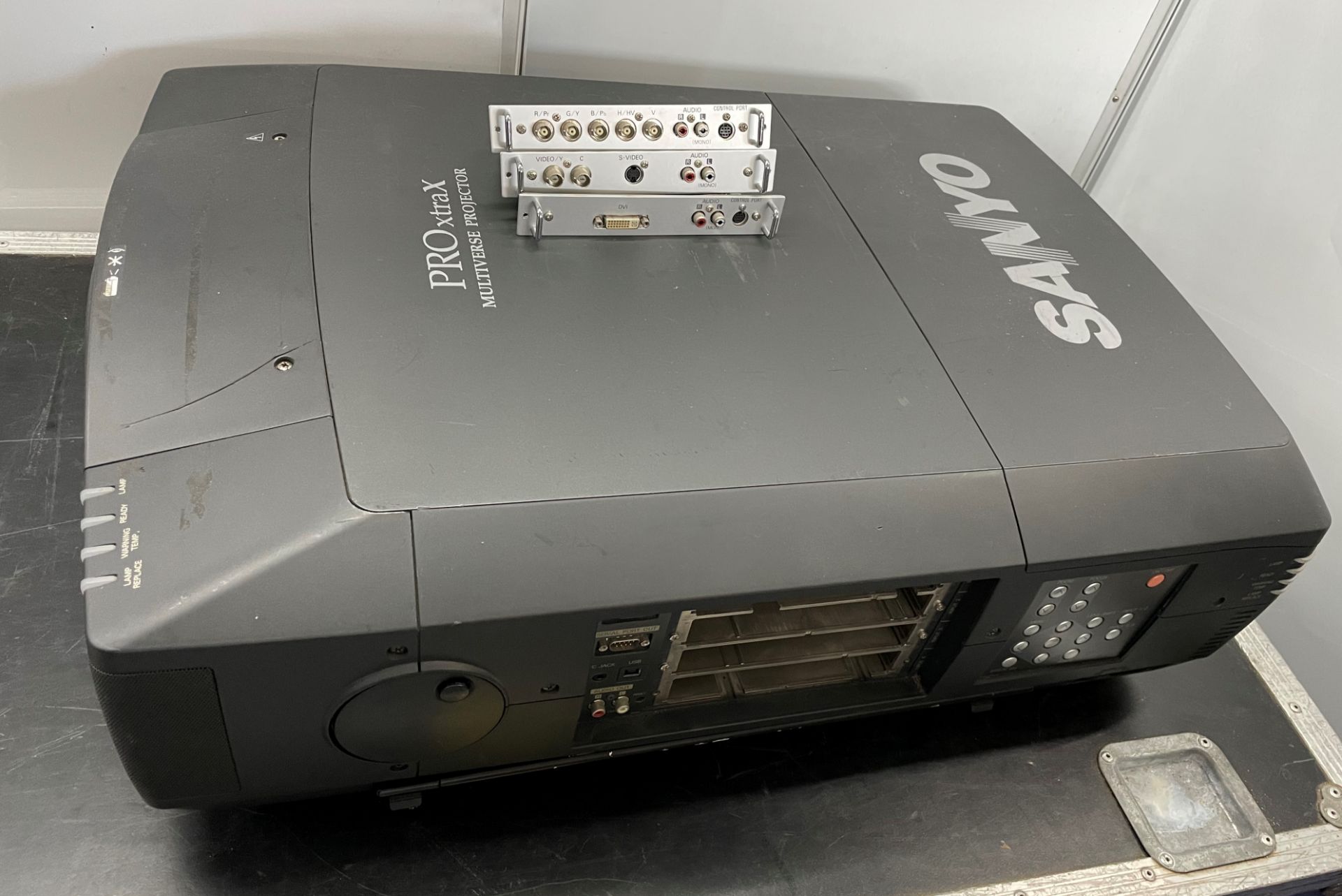 A Sanyo PROxtraX PLC XF-46E Multiverse Projector with flight case, 1024 x 768, no lens (spares or - Image 2 of 3