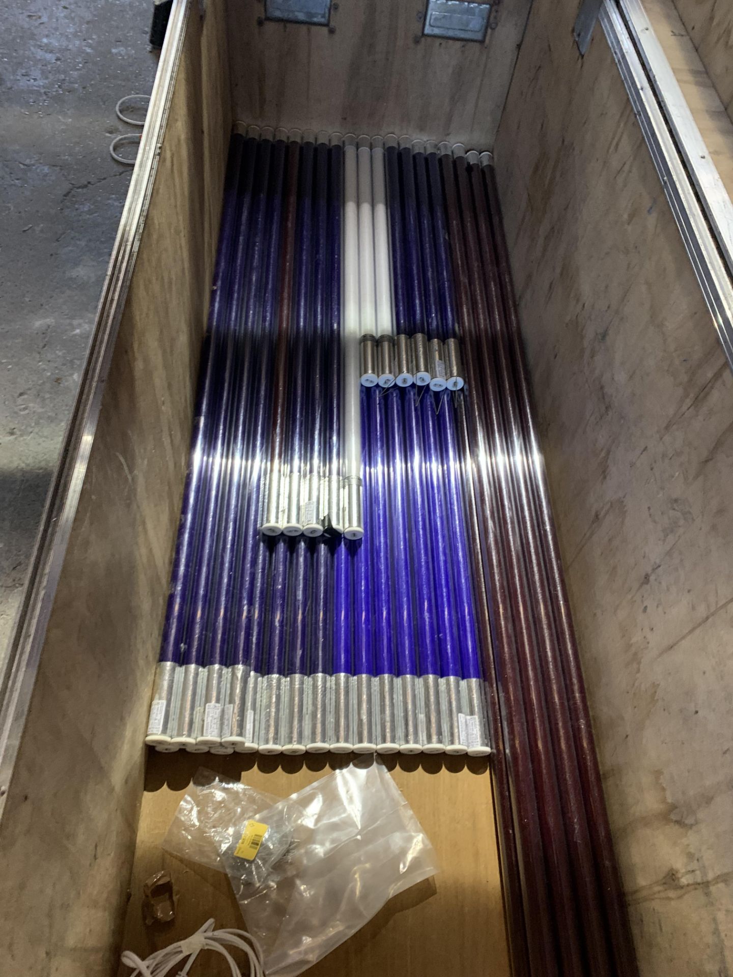 A Batch Of Encapsulated Fluorescent Coloured Tubes and flight case with a box of spares, cables - Image 9 of 11