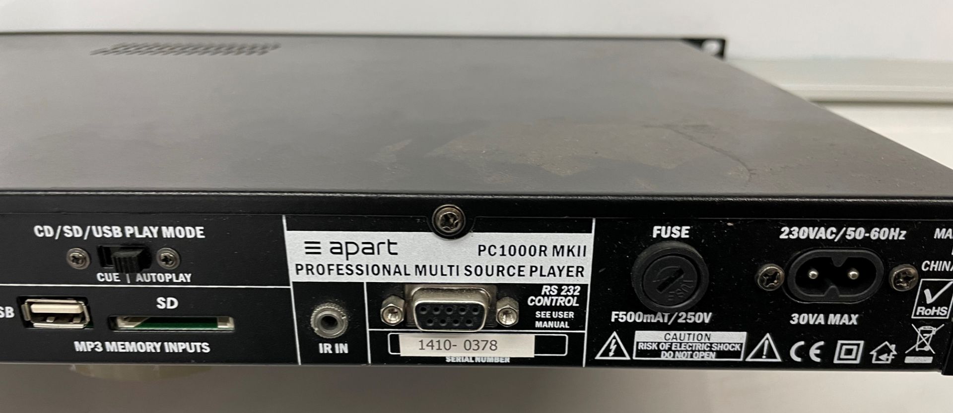 An Apart PC1000R MKII Professional Multi Source Player (ex hire, used condition)-located at Pro - Image 3 of 3
