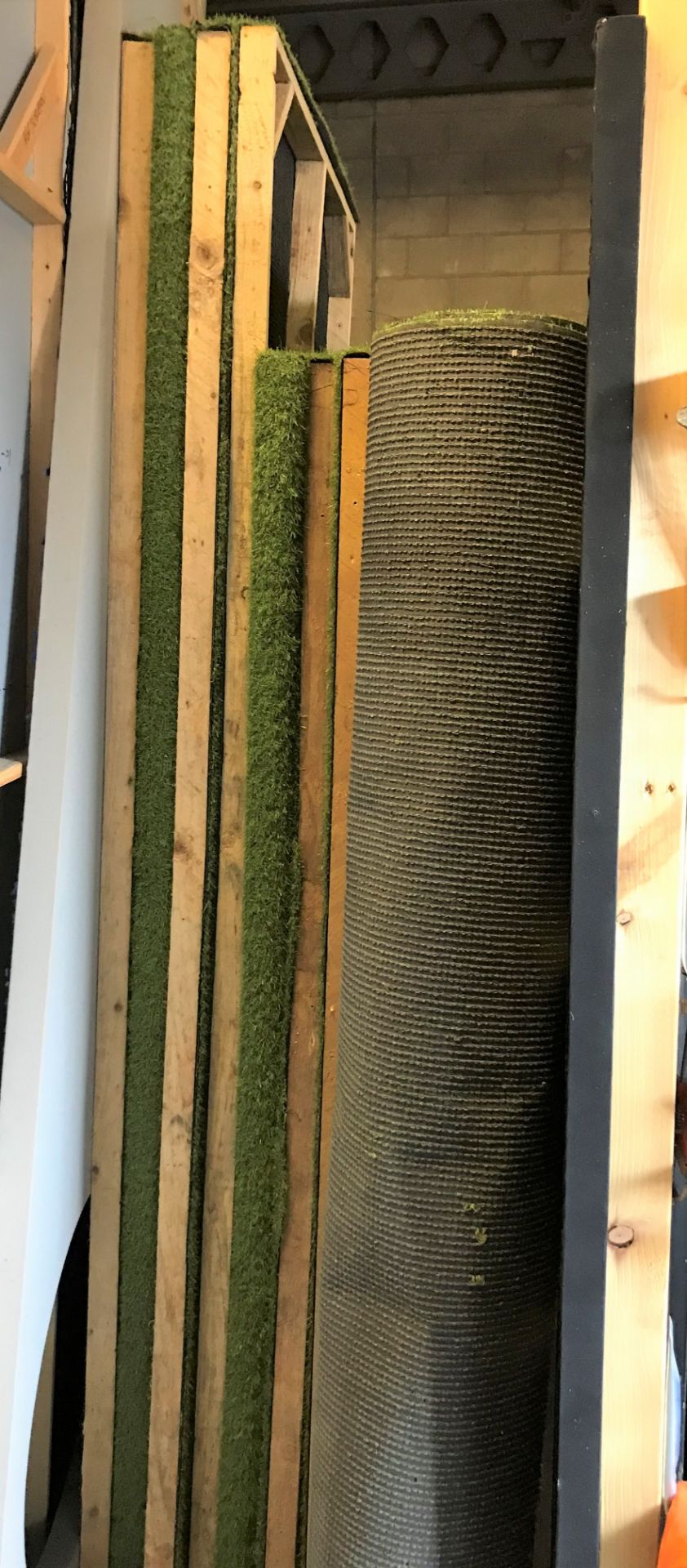 3 Rolls of Artificial Grass: 6ft, 8ft, 2m w with 12 Artificial Grass Covered Timber Framed Panels: - Image 3 of 3