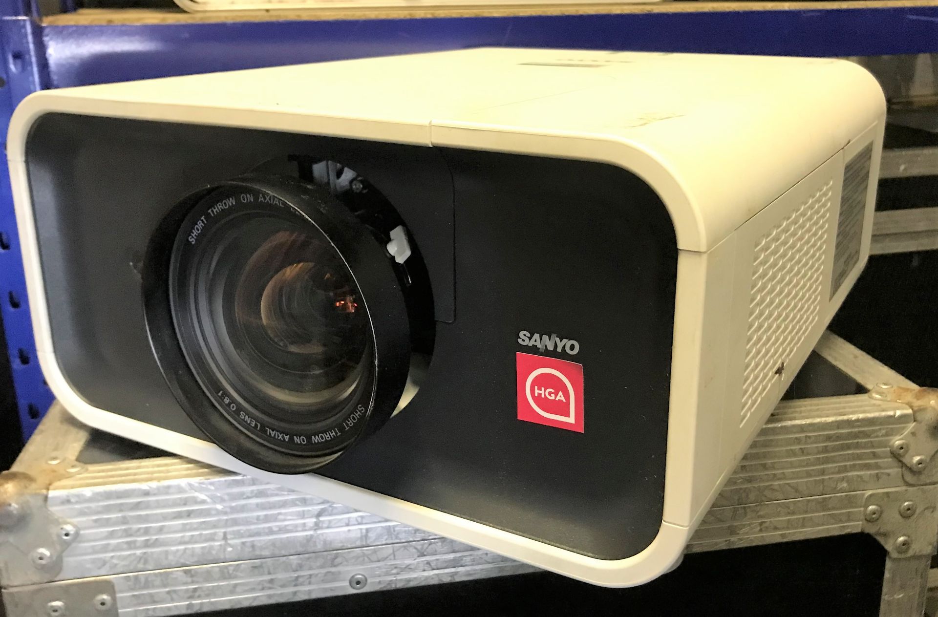 A Sanyo PLC-XP100L PROxtraX Multiverse Projector No.G1311125 with Short Throw On Axial Lens, 0.8:1