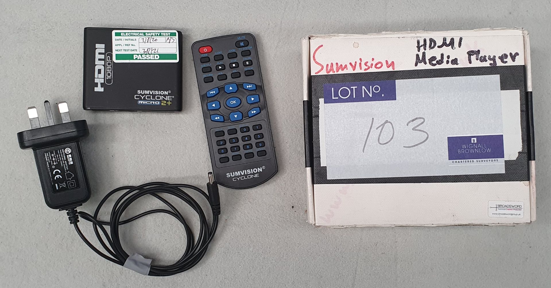 A Sumvision Cyclone Micro 2+ USB Media Player, HDMI Out with remote and psu (tested and working).