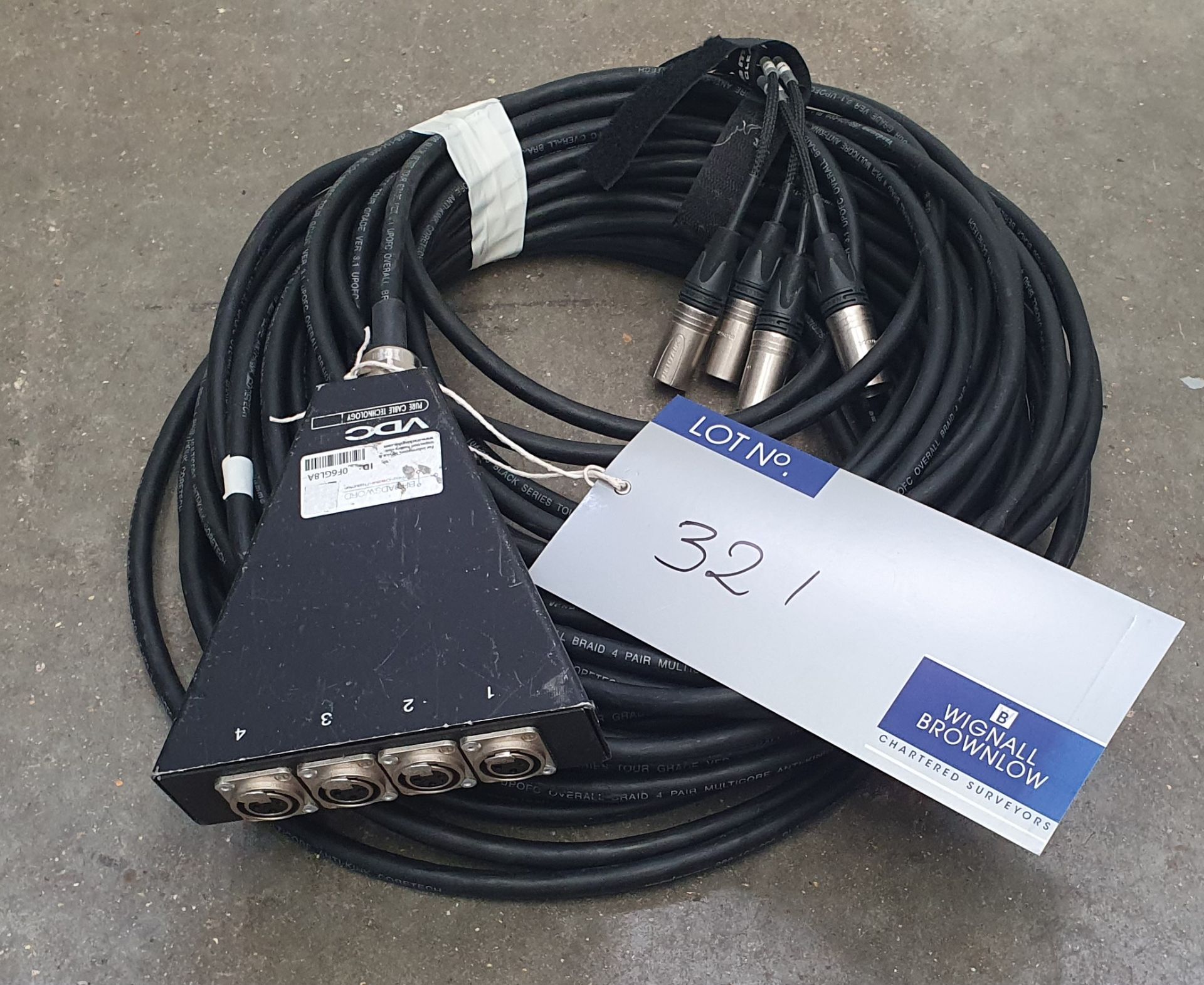 A 4 way 30m Audio Multicore Cable, 4M to 4F XLR.