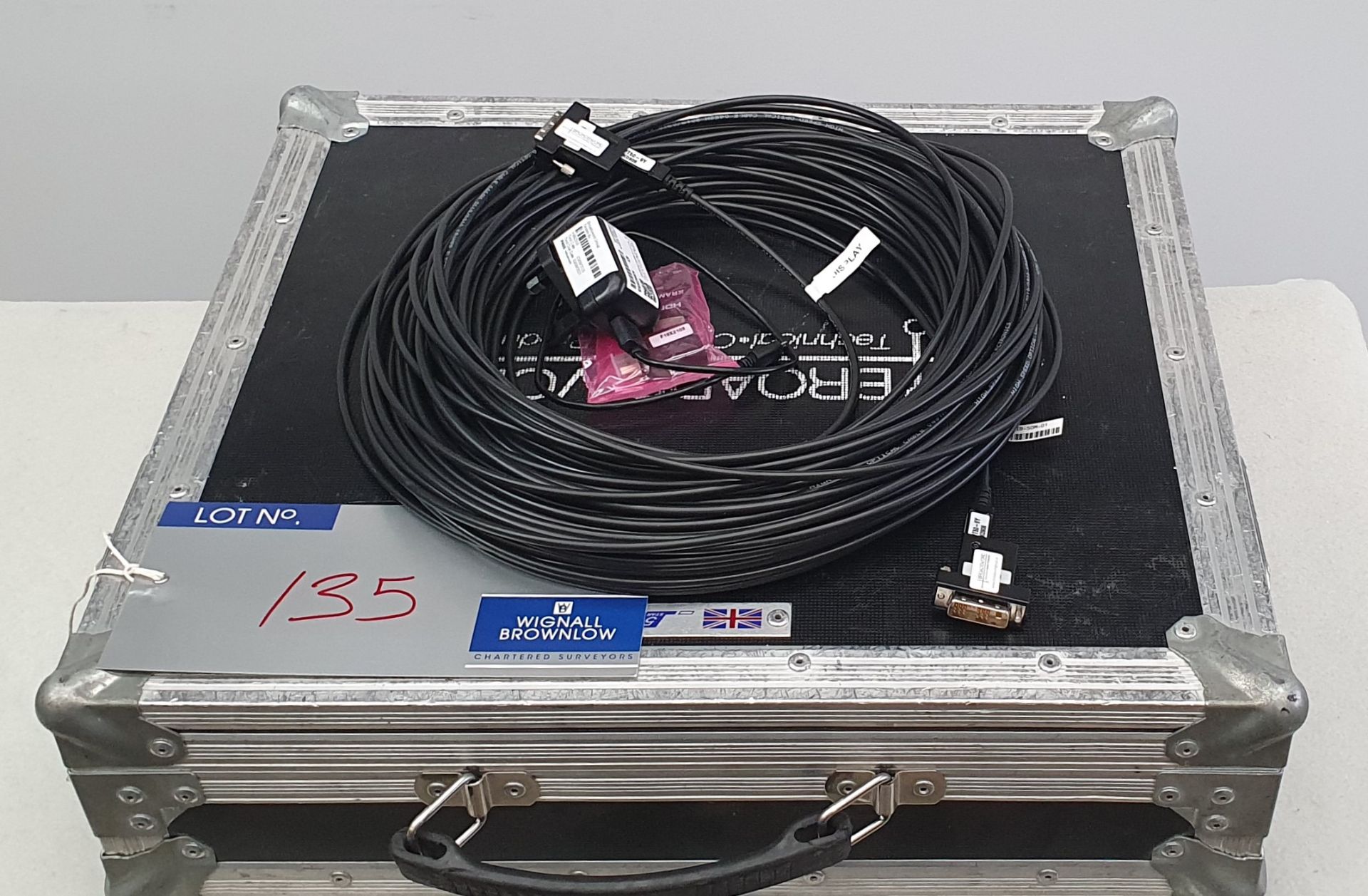 50m Kramer DVI Fibre Cable with PSU and slim 5star flight case, 440mm x 490mm x 150mm.