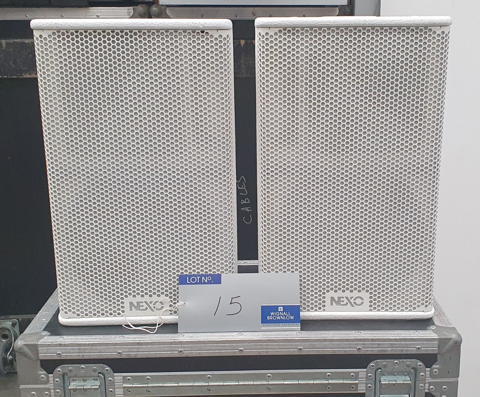 A Pair of White Nexo PS10 Full Range Loudspeakers with 5star mobile flight case.